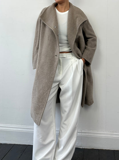 Max Mara Alpaca Wool Belted Wrap Coat - S/M