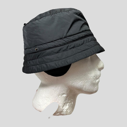 Prada Sport 00’s Nylon Fleece Dog Ear Bucket Hat - M/L | O/S, Black