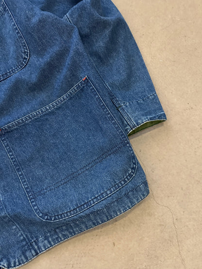 1990’s Valentino Job Matched Denim Chore Jacket - XL | Blue, Red