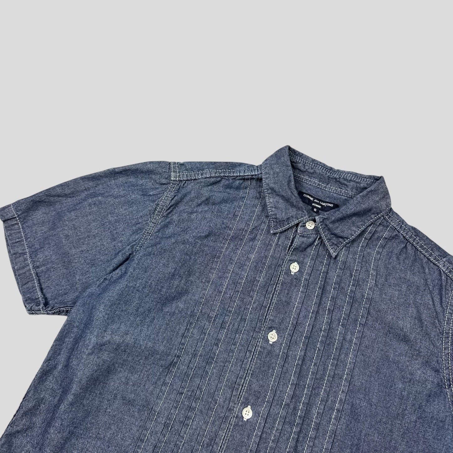 Comme Des Garçons Homme 2008 Pleated Indigo Cotton Shirt - S | Default Title, Indigo