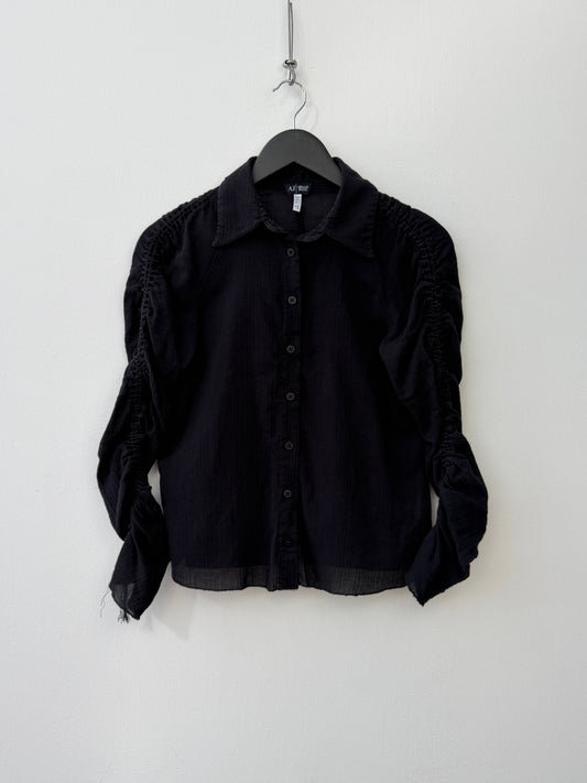 Armani Jeans 00s Ruffle Shirt | Medium, Red