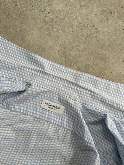 Yves Saint Laurent Pour Homme 2000s Check Logo Cotton Shirt - M/L