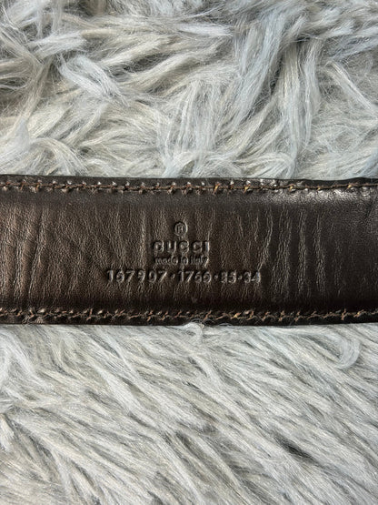 Gucci by Tom Ford 00’s Metallic Crocodile Leather Web Belt | O/S, Gold