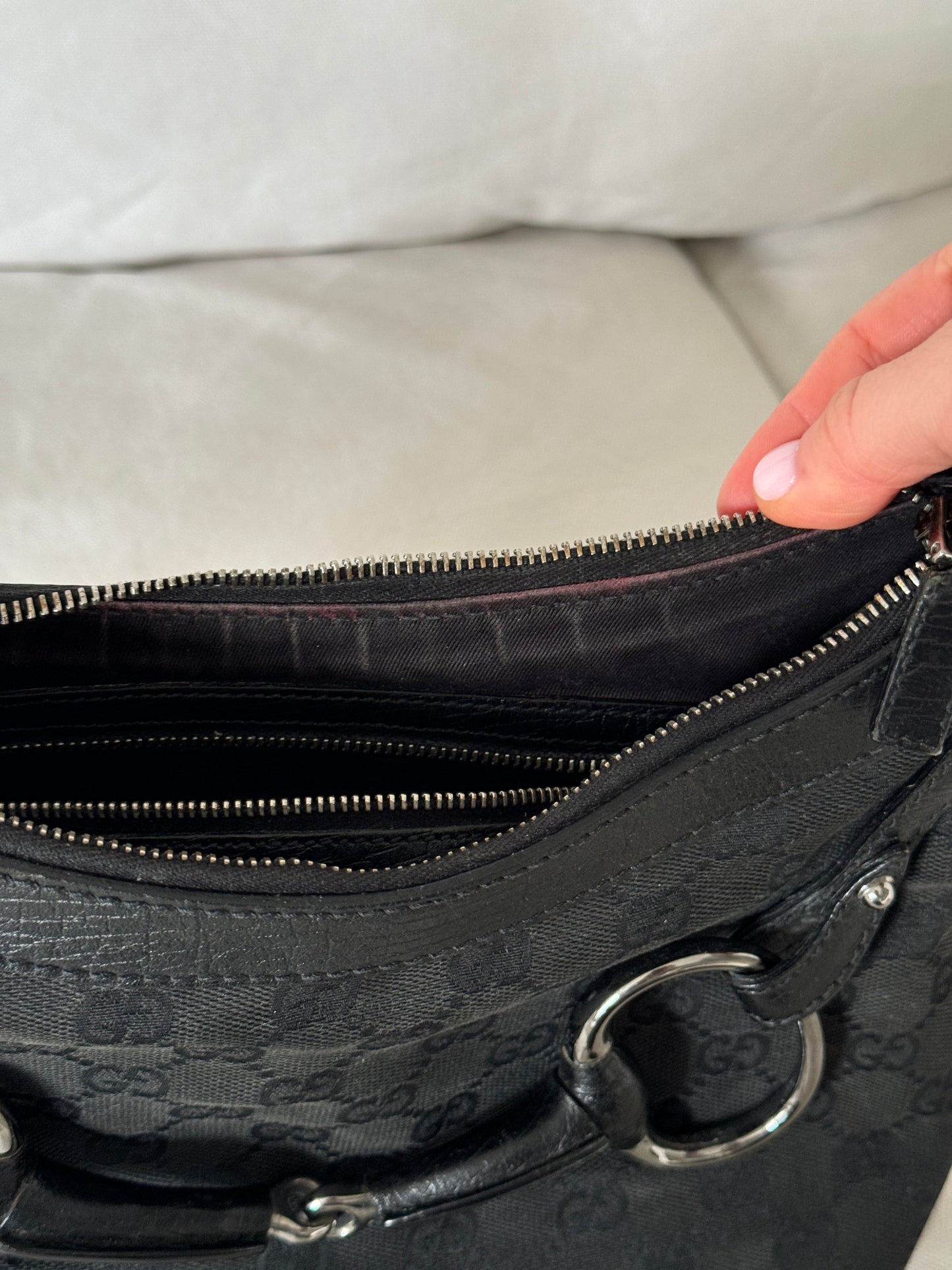 1990s Gucci Black Monogram Horsebit 1955 Shoulder Bag | O/S, Multicoloured