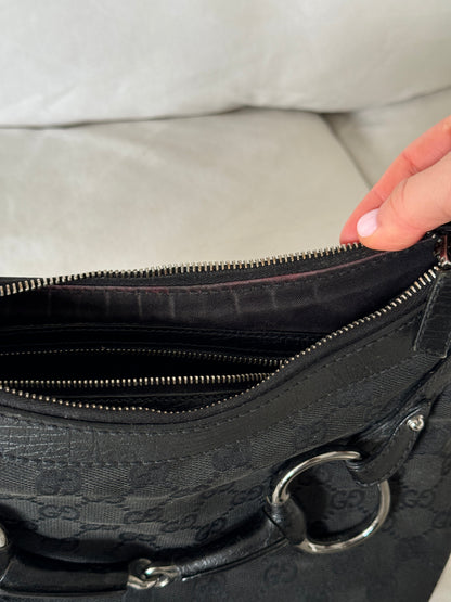 1990s Gucci Black Monogram Horsebit 1955 Shoulder Bag | O/S, Multicoloured