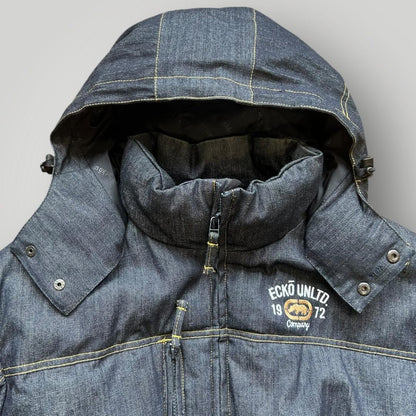 Rare Ecko Untld 2000s Denim Puffer Coat M/L