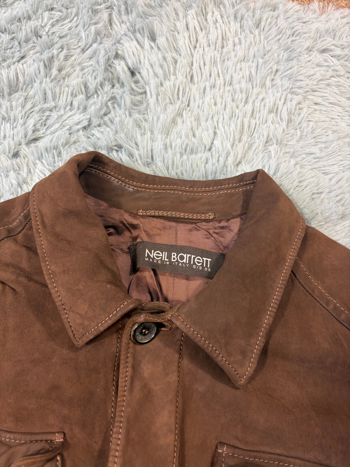 Neil Barrett 2006 Brad Pitt Suede Leather Multipocket Moto Jacket - M | Large, Brown