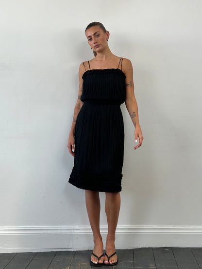 Italian Vintage Pleated Midi Dress - M