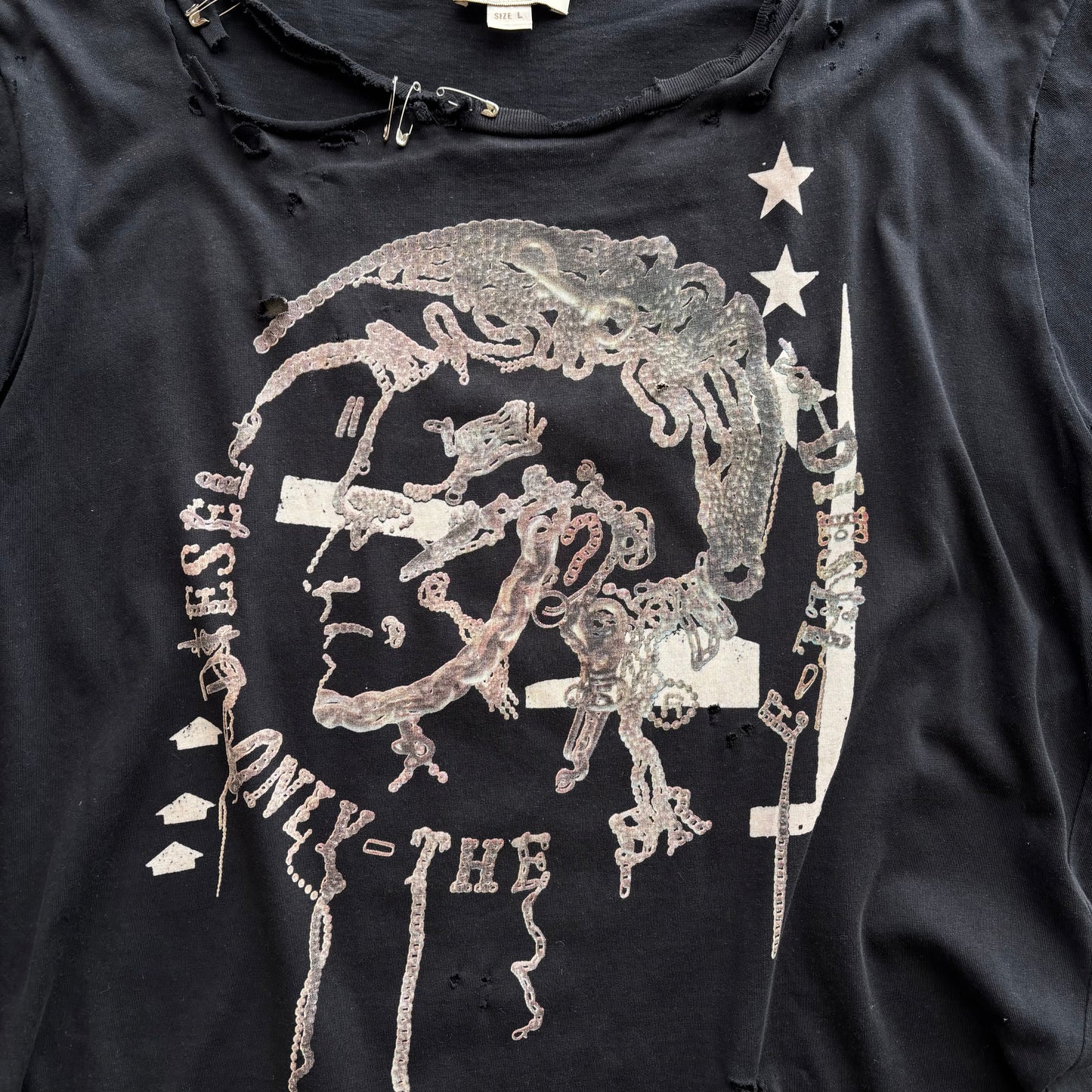 DIESEL DISTRESSED T-SHIRT | O/S, Red