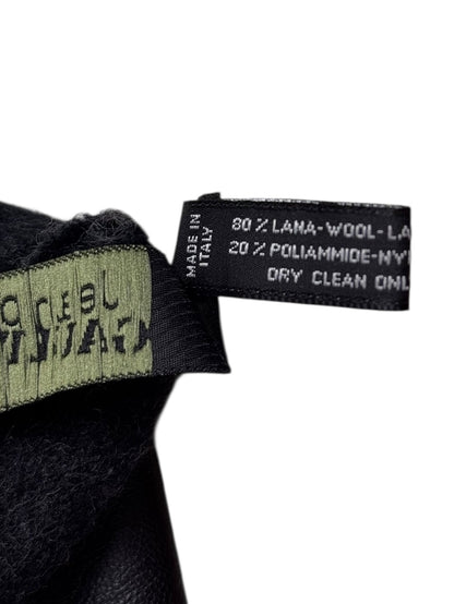Jean Paul Gaultier leather wool scarf | O/S, Black