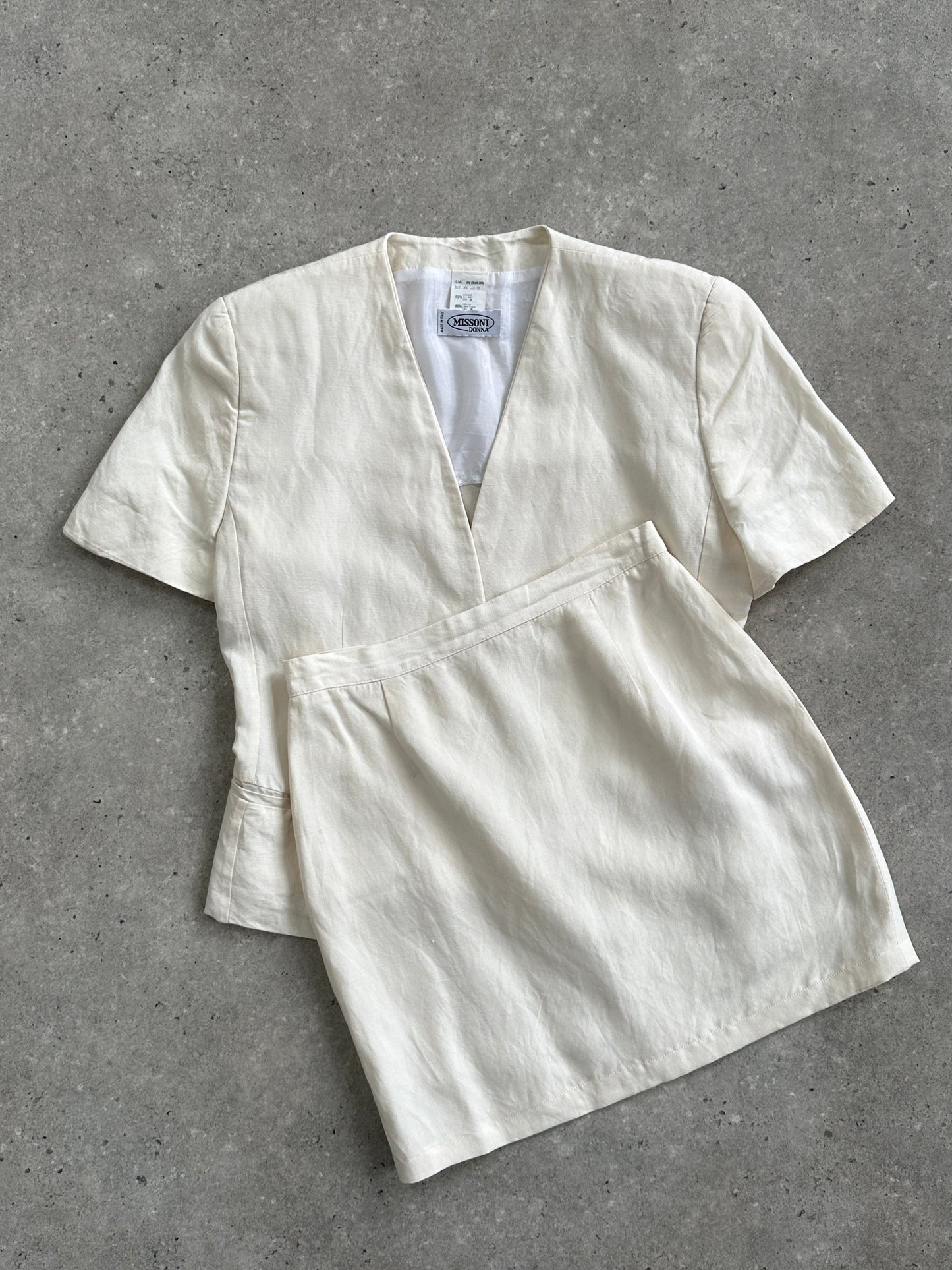 Missoni 90s Linen Silk Blazer Mini Skirt Two Piece Set - S/M