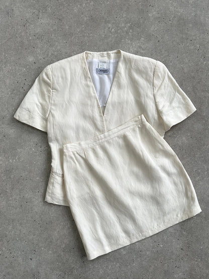 Missoni 90s Linen Silk Blazer Mini Skirt Two Piece Set - S/M