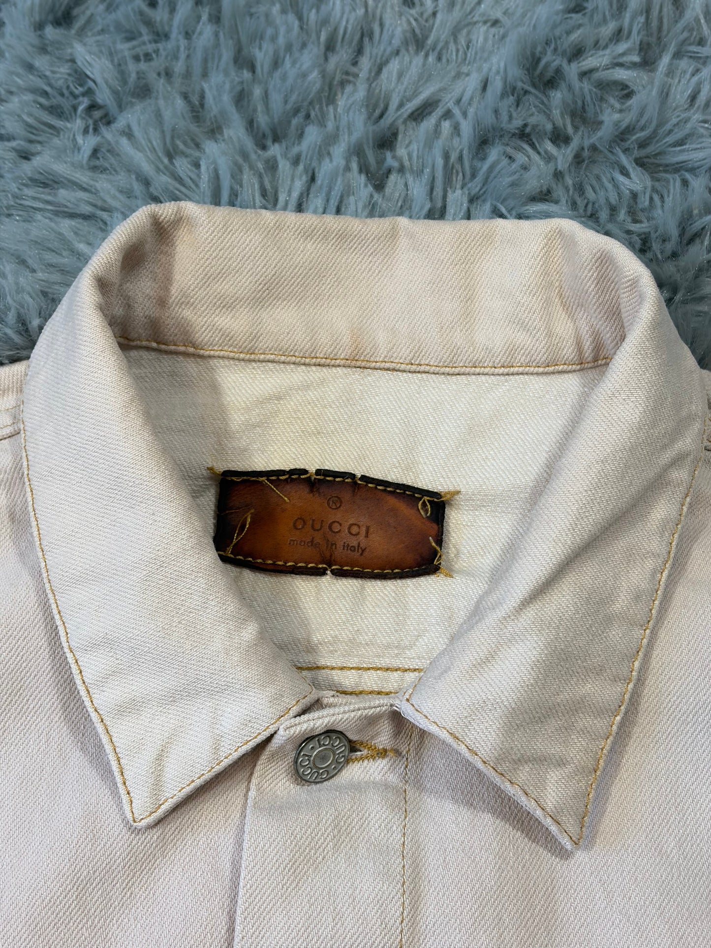 Gucci by Tom Ford 00’s Pale Pink Mens Trucker Jacket - IT52 | O/S, Pink