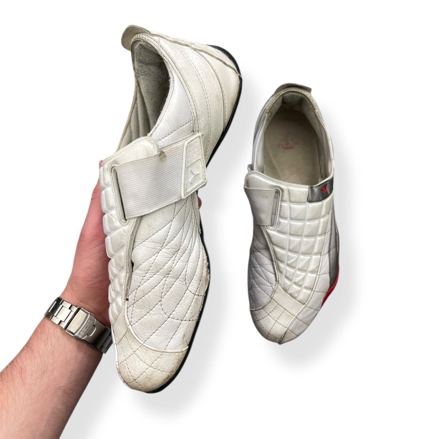 2005 Puma Uke Leather White/Silver (UK10) | Default Title, Multicoloured