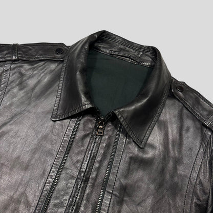 Neil Barrett 00’s Multi Zip Detailed Leather Flight Jacket - M