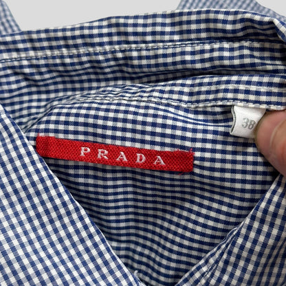 Prada Sport 2007 Gingham Plaid White Logo Shirt - S