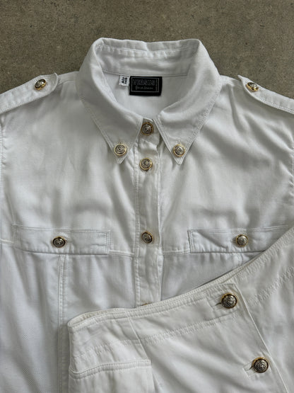 Gianni Versace Versus 1990s Bespoke Button Two Piece Skirt Set - M/W26