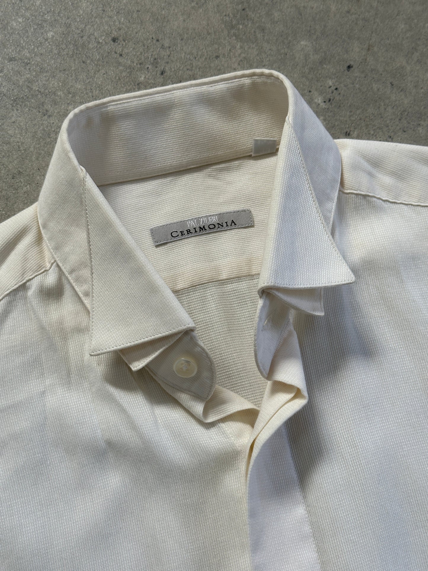Pal Zileri Pure Cotton Wing Collar Dress Shirt - M