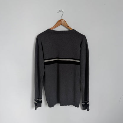 2000s armani jeans eagle knit jumper | O/S, Charcoal Grey