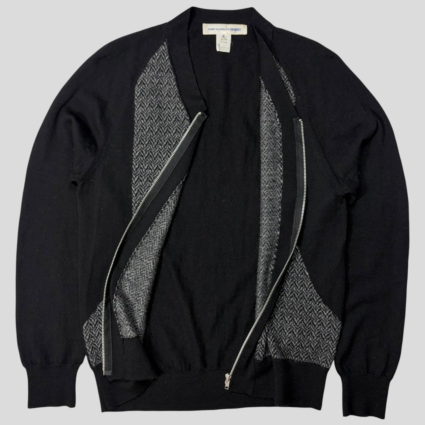 Comme Des Garçons SHIRT Wool Panelled Cardigan Jacket - S/M | Default Title, Black