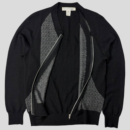 Comme Des Garçons SHIRT Wool Panelled Cardigan Jacket - S/M | Default Title, Black