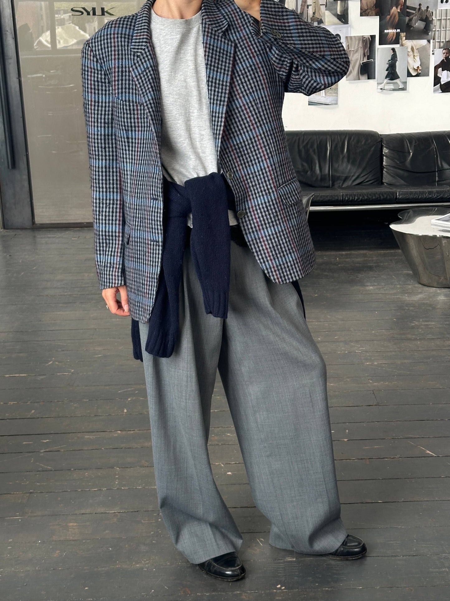 Christian Dior Monsieur 1990s Brushed Wool Houndstooth Blazer - 42R/XL