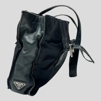 Prada 00’s Nylon + Leather Plaque Logo Shoulder Bag