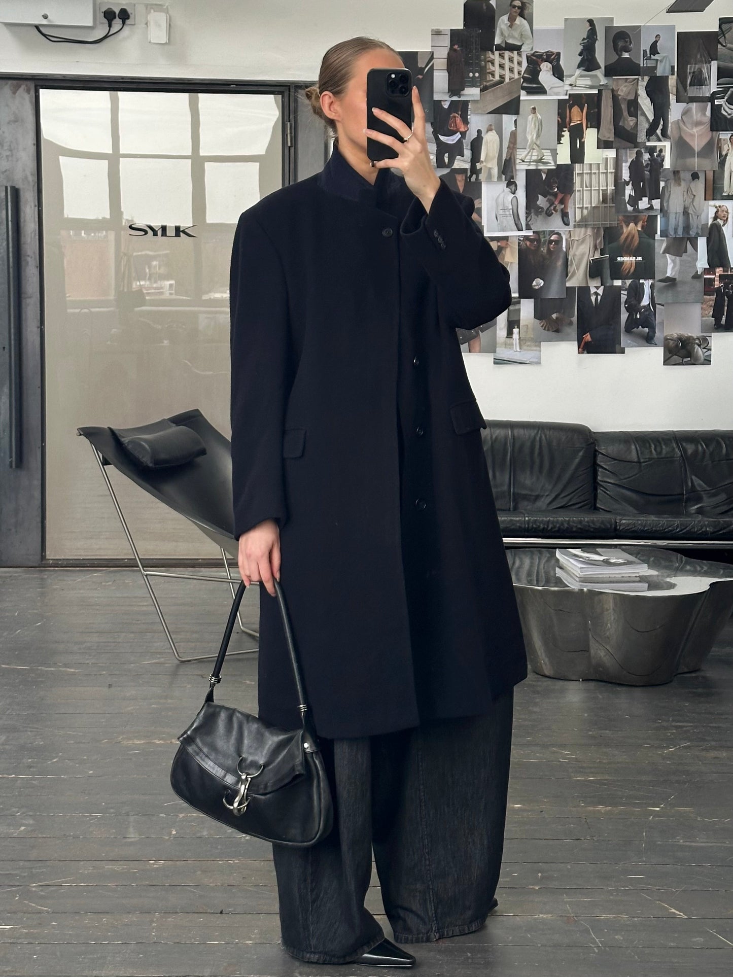 Vintage 1990s Wool Single Breasted Coat - L