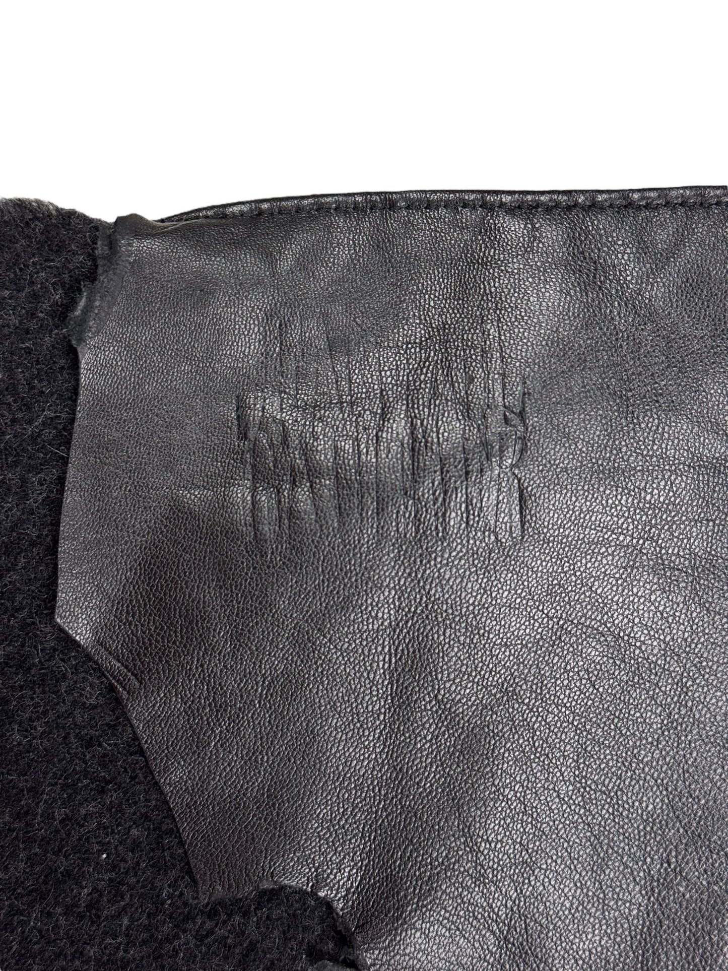 Jean Paul Gaultier leather wool scarf | O/S, Black