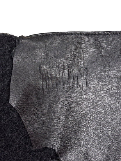 Jean Paul Gaultier leather wool scarf | O/S, Black