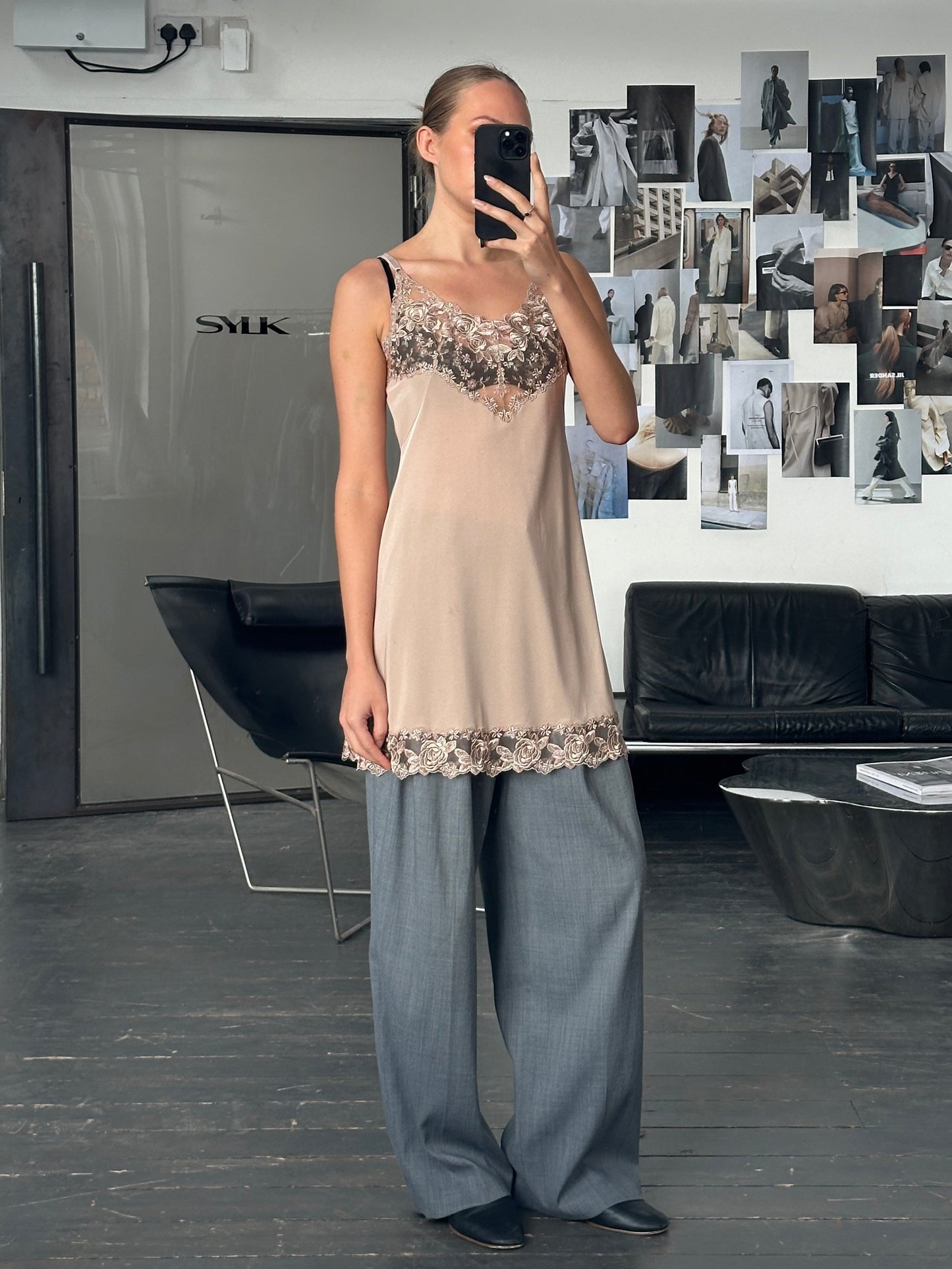 Vintage 1990s Lace Mini Slip Dress - M