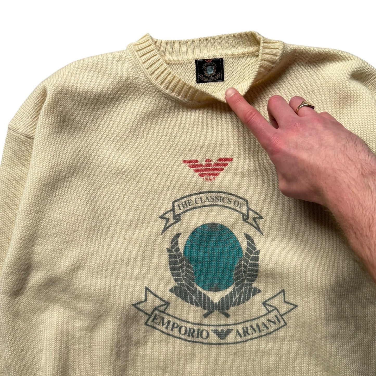 1980's Emporio Armani Knitted Jumper (M) | Default Title, Cream