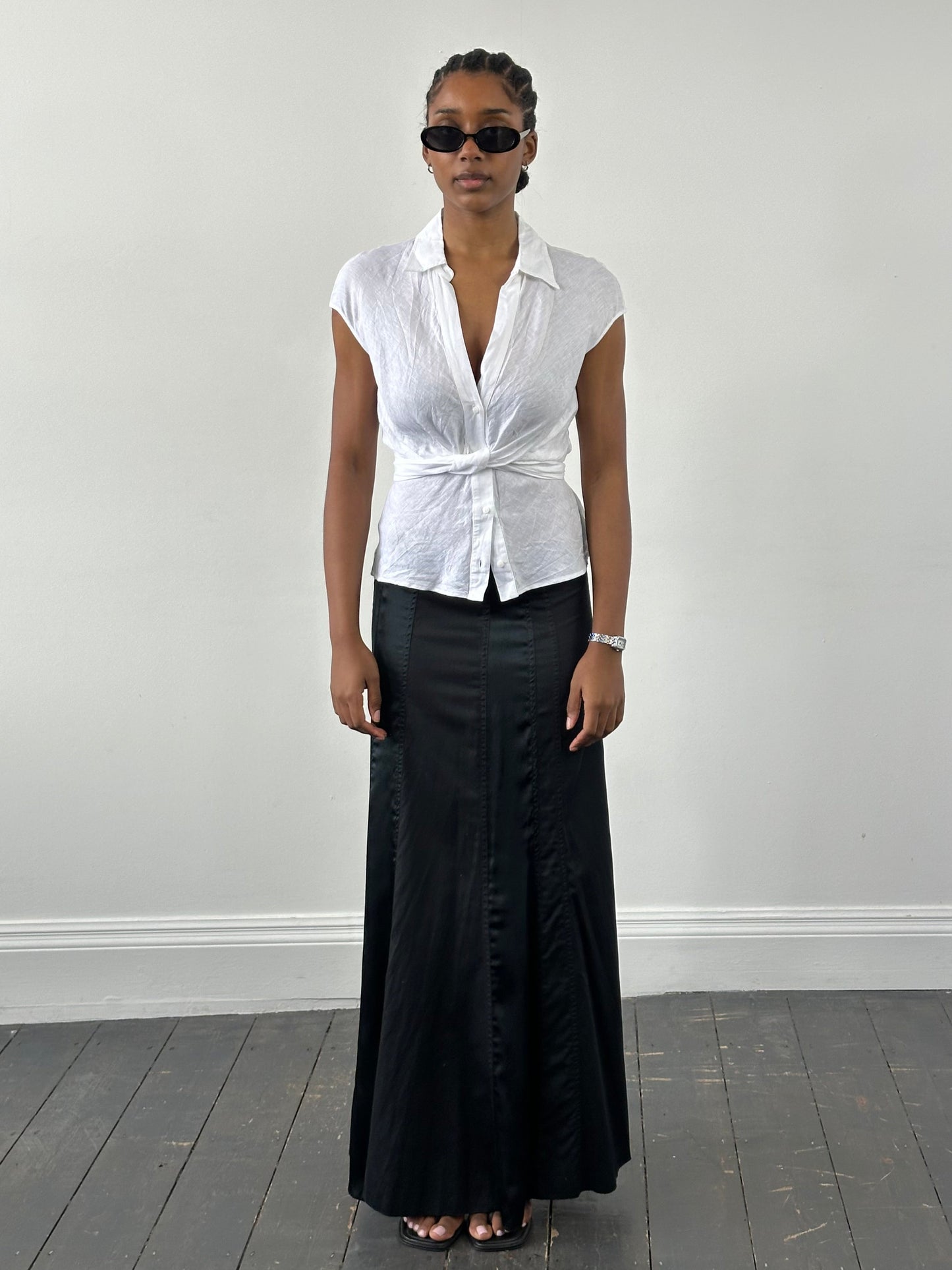 DKNY 2000s Cotton Panelled Skirt - W28