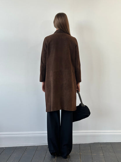 Pierre Balmain Alligator 1980s Suede Trench Coat - S/M