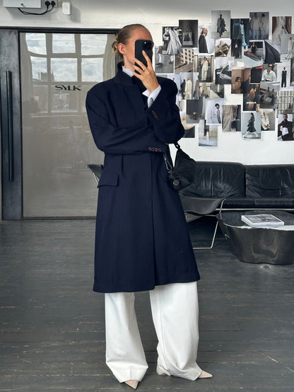 Christian Dior 1990s Pure Wool Concealed Placket Coat - XL