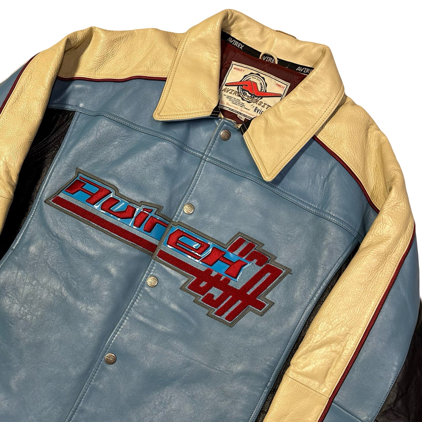 Avirex Leather Jacket In Blue ( XL )