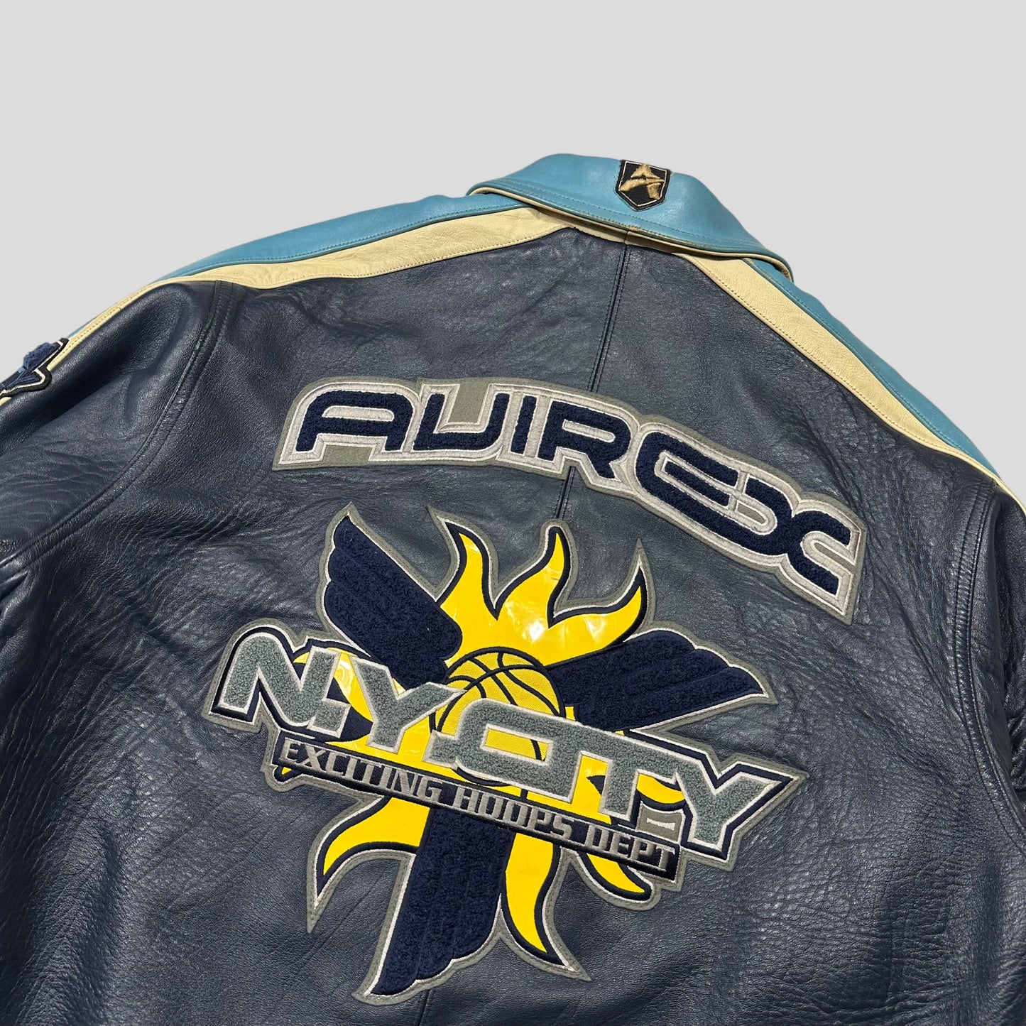 Avirex 90’s NYC Exciting Hoops Quilted Leather Varsity Jacket - XL | Default Title, Multicoloured
