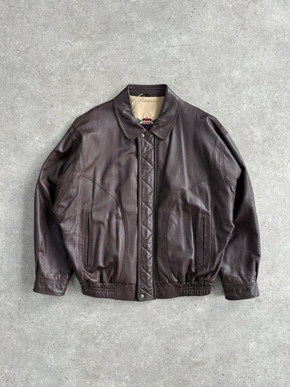 Jaeger 80s Leather Bomber Jacket - XL