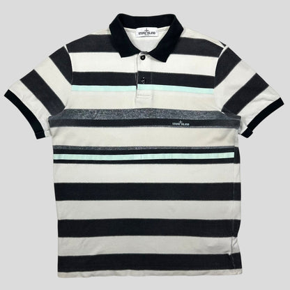 Stone Island SS13 Mint Logo Striped Polo Shirt - L (M)