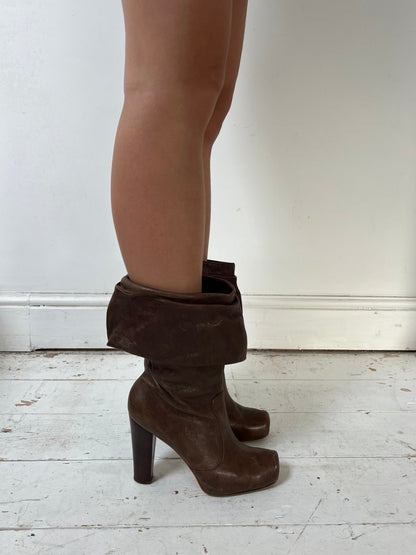 ALEXANDER MCQUEEN PIRATE BOOTS (EU 38.5) | DEFAULT TITLE, Brown