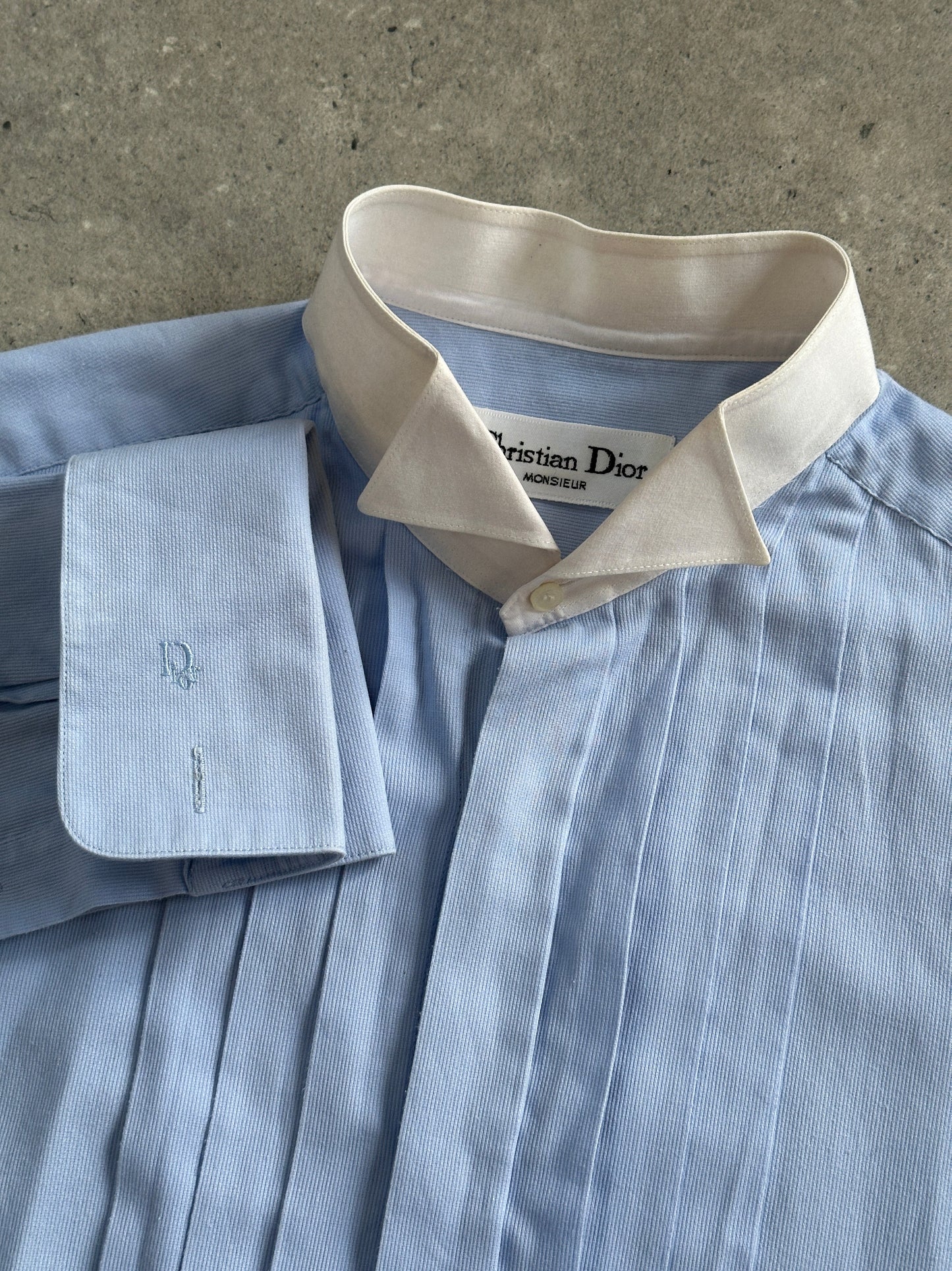 Christian Dior Monsieur 1980s Cotton Tuxedo Dress Shirt - M