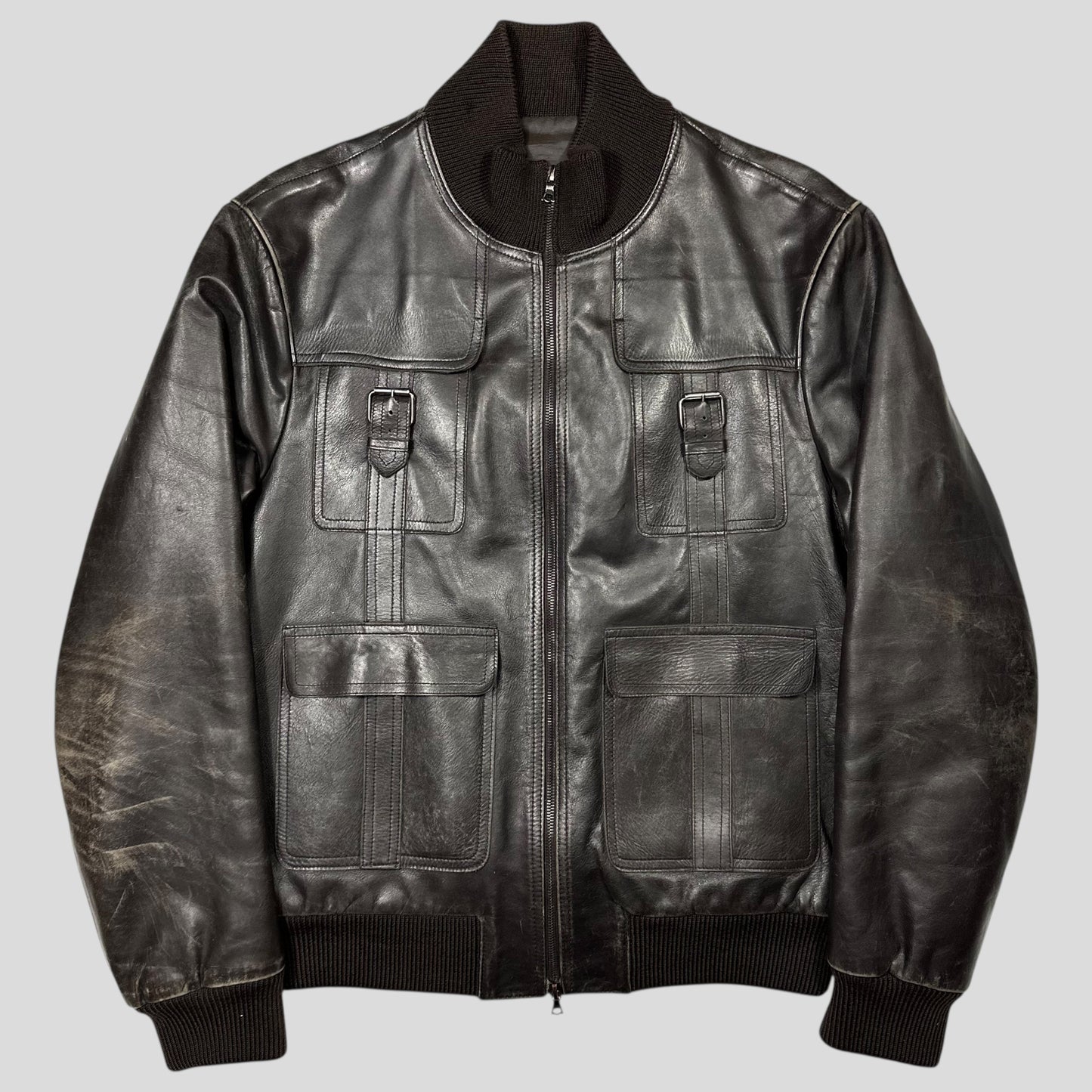 Neil Barrett 00’s Multipocket Buckle Lambs Leather Moto Jacket - L | Default Title, Multicoloured