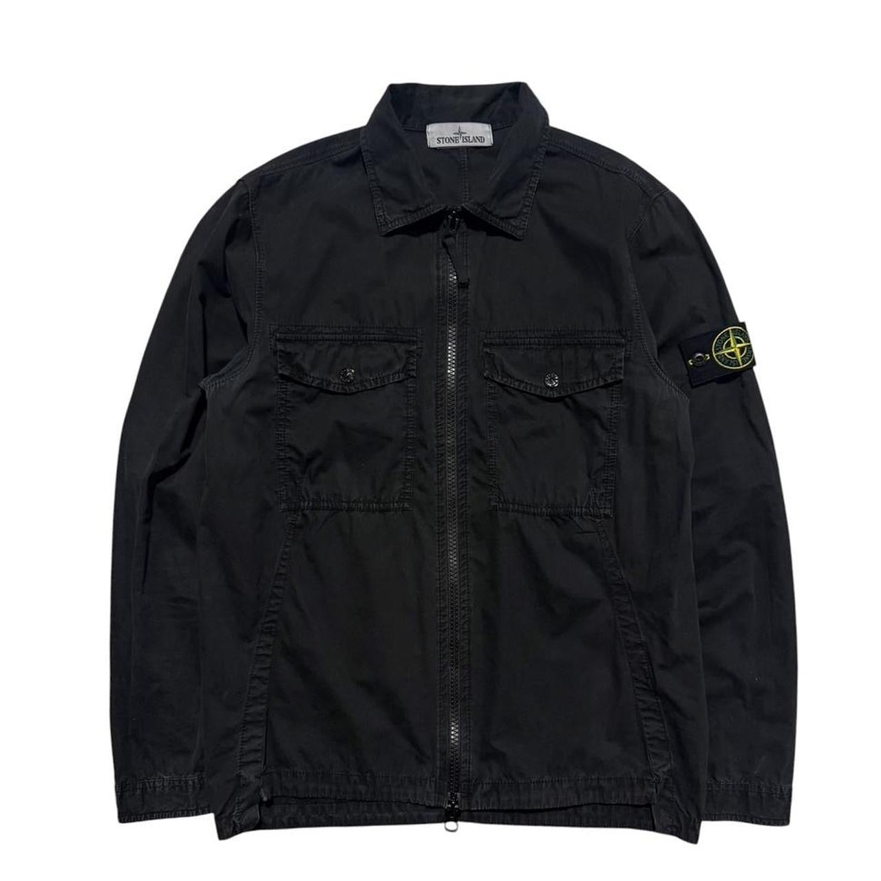 Stone Island Black Canvas Overshirt | Small, Black
