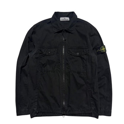 Stone Island Black Canvas Overshirt | Small, Black