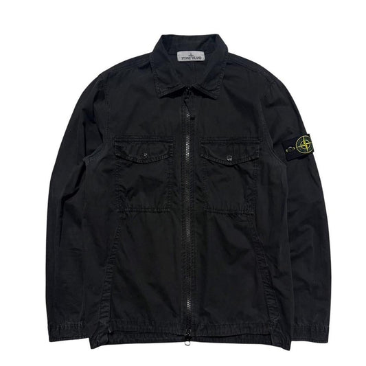 Stone Island Black Canvas Overshirt | Small, Black