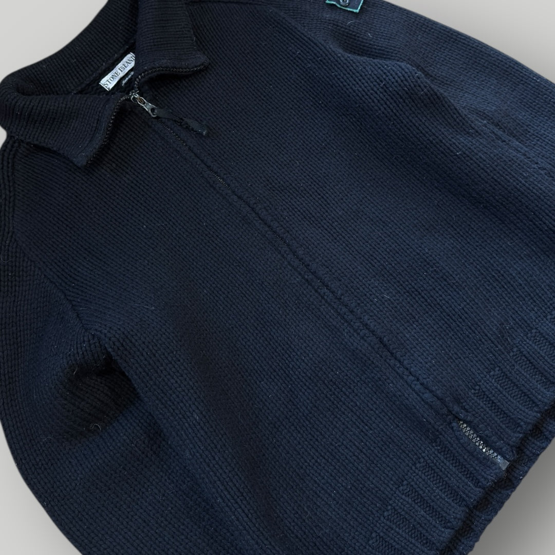 Stone Island AW/98 Heavy Wool Cable Knit Zip Up XL