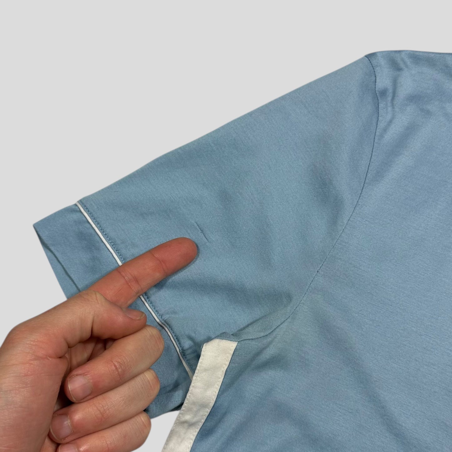 Prada Milano Baby Blue Panelled Logo T-shirt - S/M