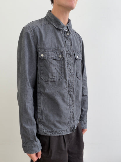 C.P. Fine Houndstooth Strap Collar Lightweight Workwear Jacket | O/S, Charcoal