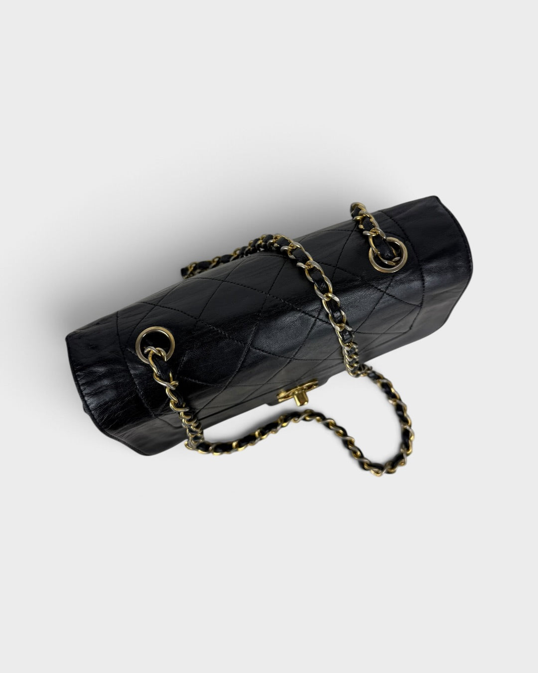 1980s Vintage Chanel Black Lambskin Diana Square Single Flap Bag 24K GHW | O/S, Multicoloured