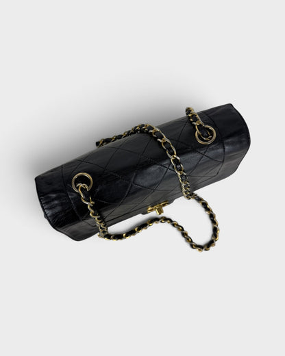 1980s Vintage Chanel Black Lambskin Diana Square Single Flap Bag 24K GHW | O/S, Multicoloured